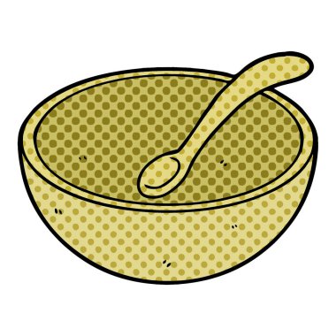 çizgi film ahşap kase ve kaşık