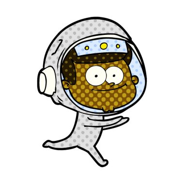 mutlu astronot karikatür vektör çizim