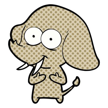 mutlu çizgi film fil vektör çizim