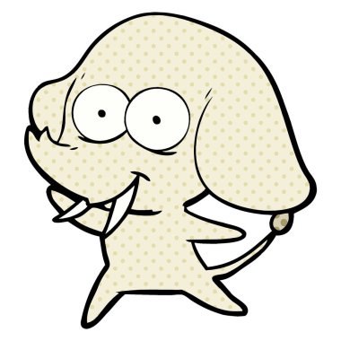 mutlu çizgi film fil vektör çizim