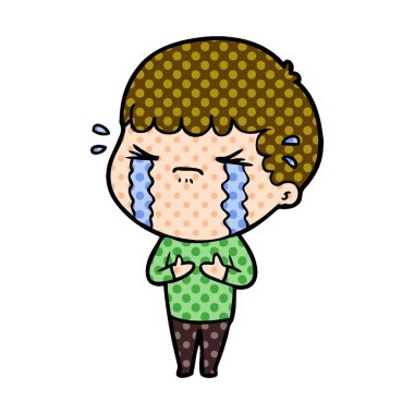 vektör çizim karikatür adam ağlıyor