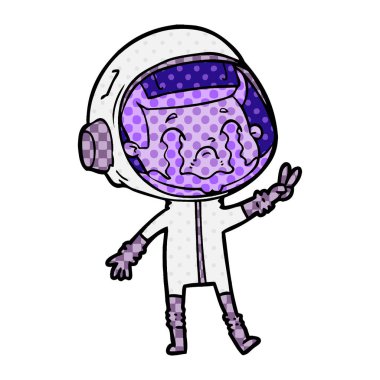 vektör çizim karikatür ağlayan astronot
