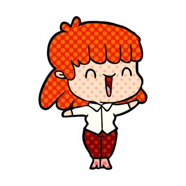 Çizgi filmdeki kadının vektör çizimi