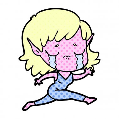 ağlayan karikatür elf kızı