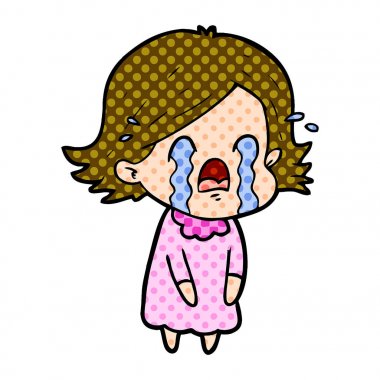 vektör çizim karikatür kadının ağladığını