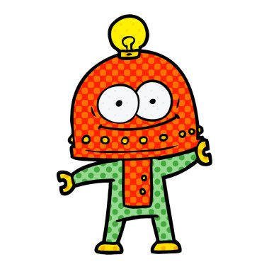 ampul ile mutlu karton robot