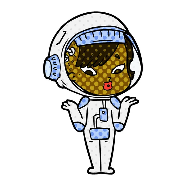 Vektorillustration Tecknad Astronaut Kvinna — Stock vektor