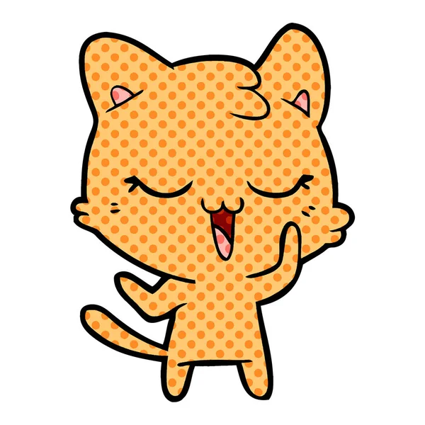 Vectorillustratie Van Happy Cartoon Kat — Stockvector