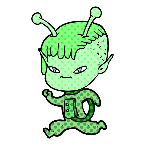 可爱的卡通外星女孩 — 图库矢量图片