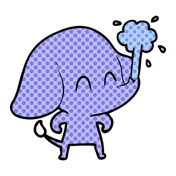 Illustrazione Vettoriale Carino Elefante Del Fumetto — Vettoriale Stock