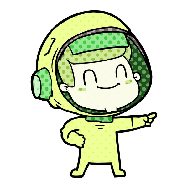 Vektorillustration Glad Cartoon Astronaut — Stock vektor