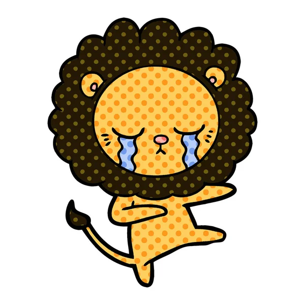 Vector Illustration Crying Cartoon Lion — Stock Vector