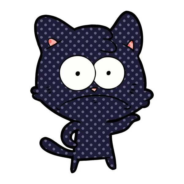 Vector Ilustración Dibujos Animados Gato Nervioso — Vector de stock