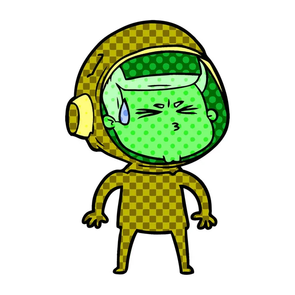 Vektor Illustration Von Cartoon Gestressten Astronauten — Stockvektor