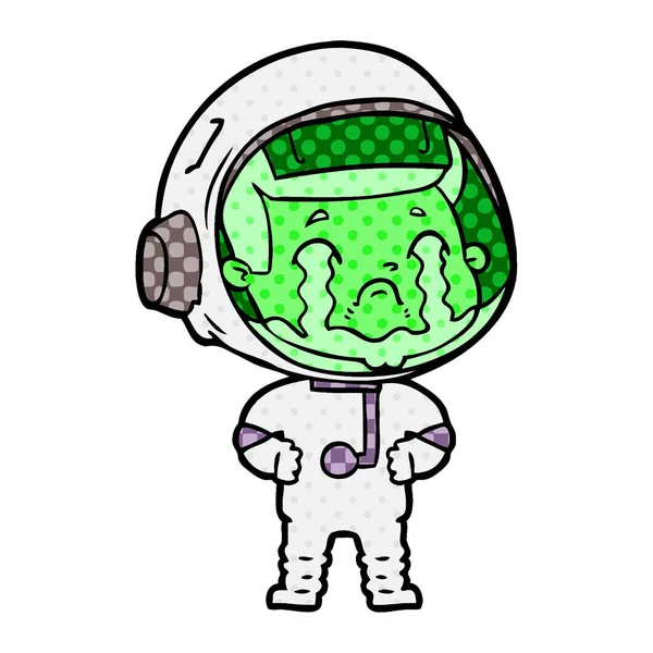 Illustration Vectorielle Dessin Animé Pleurant Astronaute — Image vectorielle