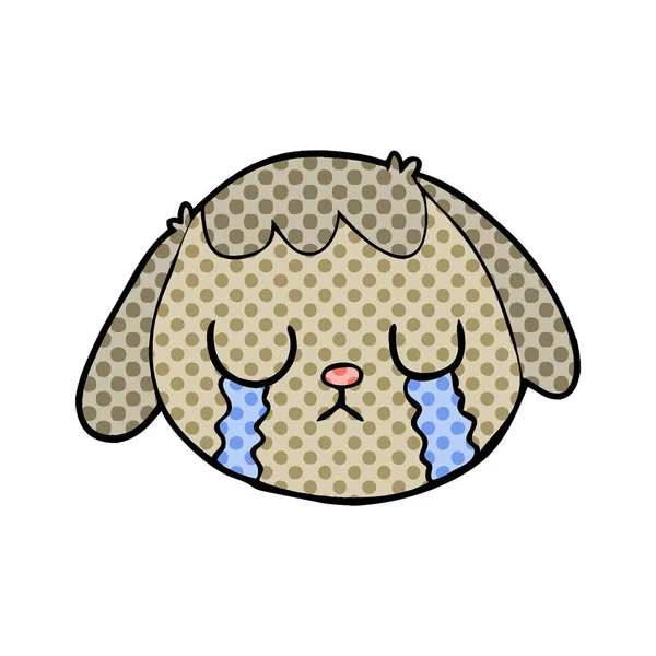 Visage Chien Dessin Animé Pleurer — Image vectorielle