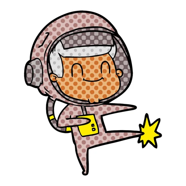 Ilustracja Wektorowa Szczęśliwy Kreskówka Astronauta — Wektor stockowy