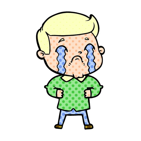 Ilustração Vetorial Homem Dos Desenhos Animados Chorando —  Vetores de Stock