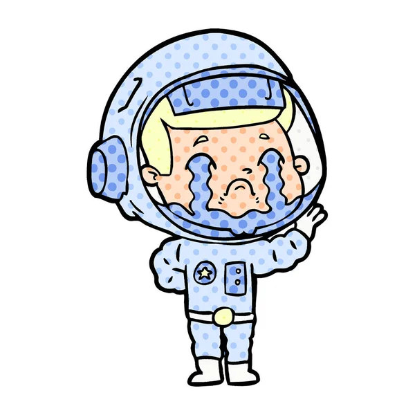 Vector Illustration Cartoon Crying Astronaut — Stock Vector
