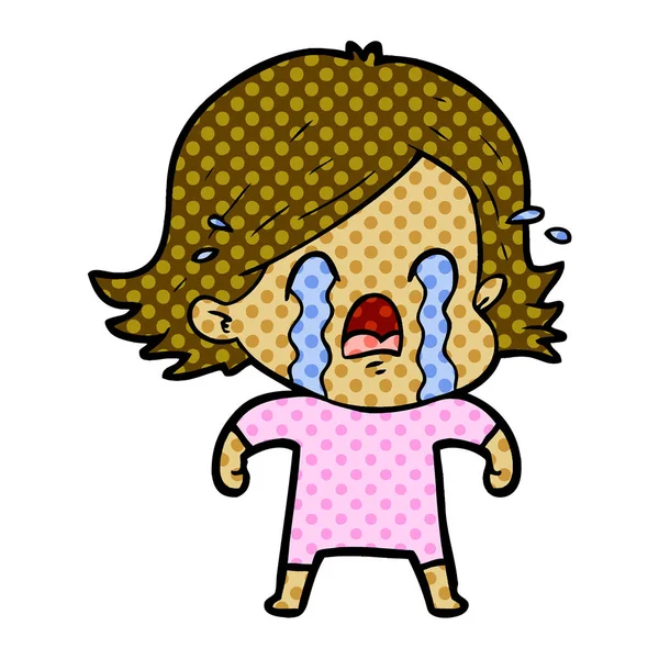 Vector Ilustración Mujer Dibujos Animados Llorando — Vector de stock