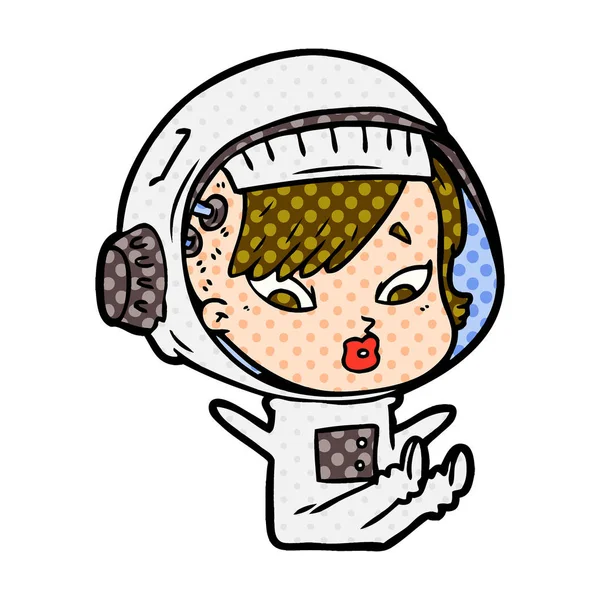Ilustração Vetorial Mulher Astronauta Desenhos Animados —  Vetores de Stock