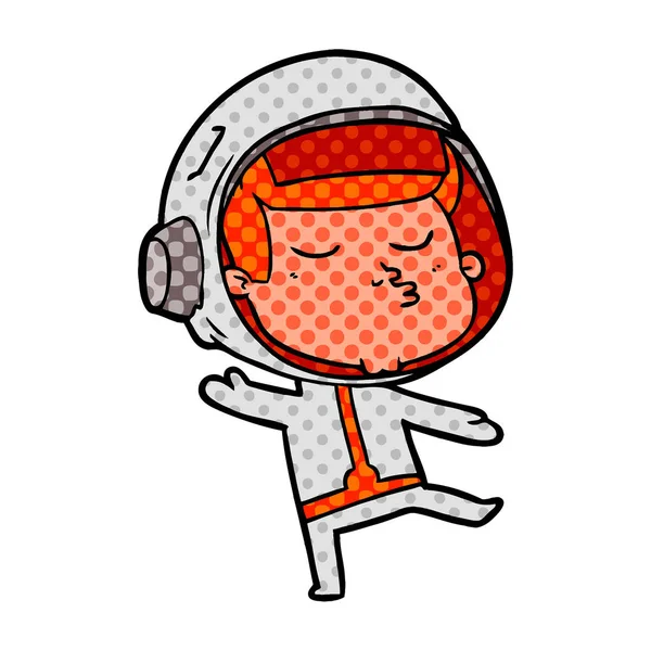 Ilustração Vetorial Astronauta Confiante Dos Desenhos Animados —  Vetores de Stock