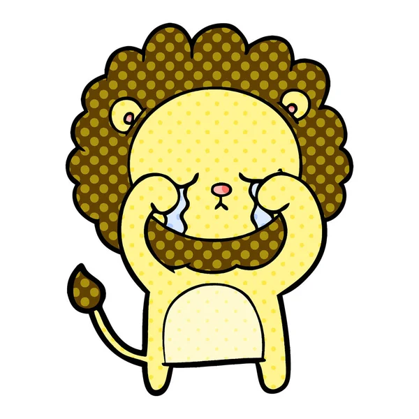 Vector Illustration Crying Cartoon Lion — Stock Vector