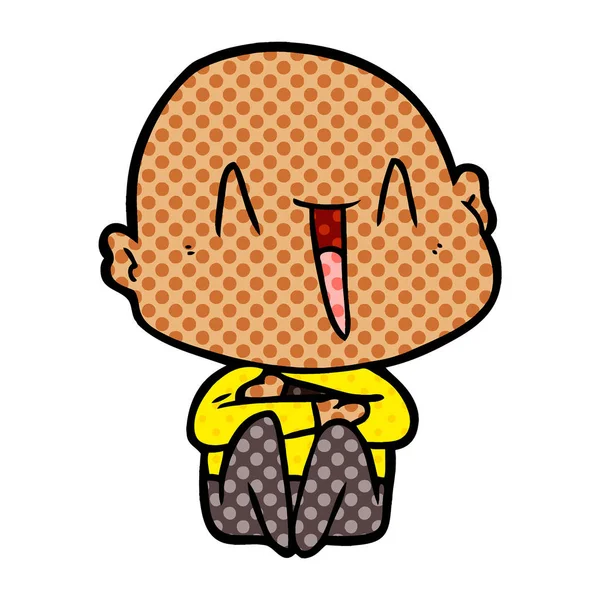 Feliz Cartoon Homem Careca —  Vetores de Stock