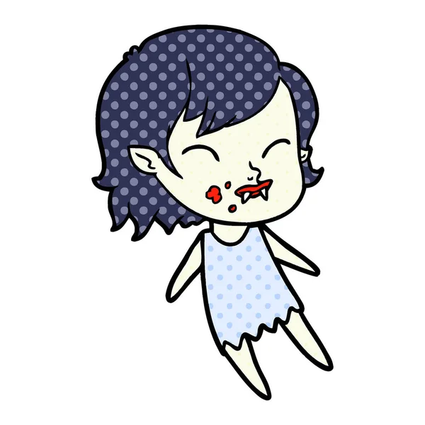 Chica Vampiro Dibujos Animados Con Sangre Mejilla — Vector de stock