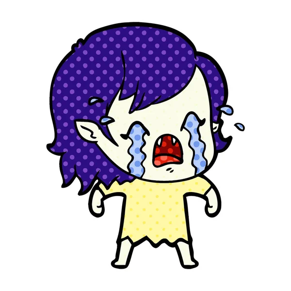 Dibujos Animados Llorando Chica Vampiro — Vector de stock