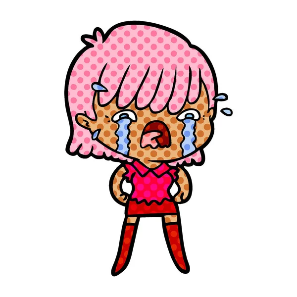 Εικονογράφηση Διάνυσμα Καρτούν Κορίτσι Κλαίει — Διανυσματικό Αρχείο