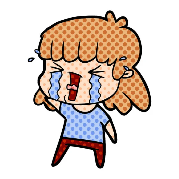 Cartoon Woman Tears — Stock Vector