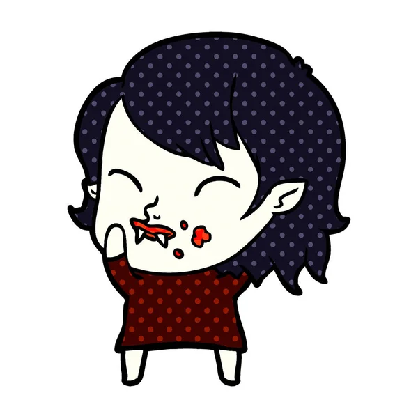 Chica Vampiro Dibujos Animados Con Sangre Mejilla — Archivo Imágenes Vectoriales
