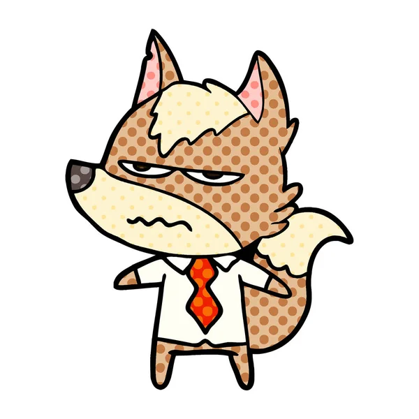 漫画悩まされるオオカミのベクトル イラスト — ストックベクタ