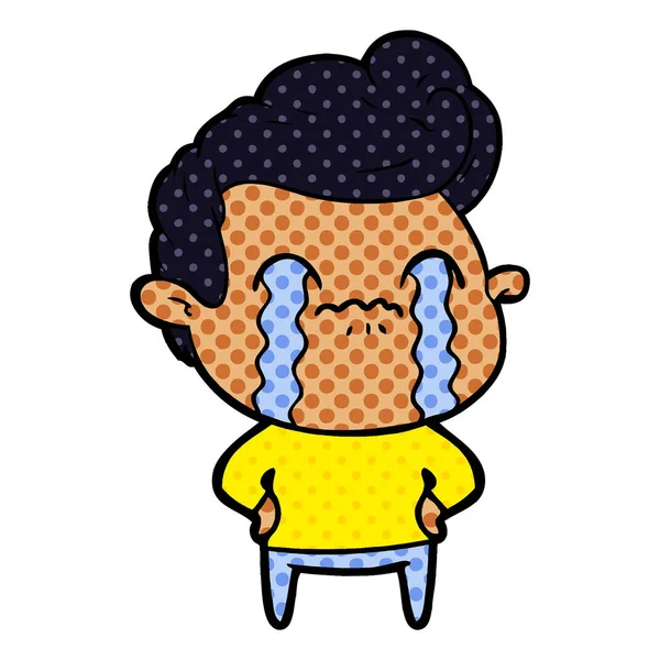 泣いて漫画男のベクトル イラスト — ストックベクタ