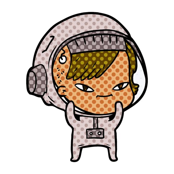 Vector Ilustración Dibujos Animados Astronauta Mujer — Vector de stock