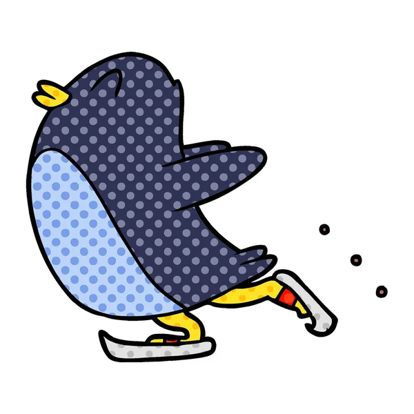 Tecknad Pingvin Skridskoåkning — Stock vektor