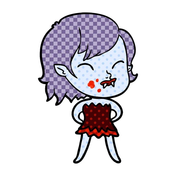 Chica Vampiro Dibujos Animados Con Sangre Mejilla — Vector de stock