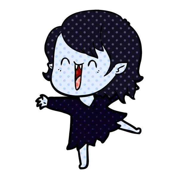 Niedlichen Karikatur Glücklich Vampir Mädchen — Stockvektor