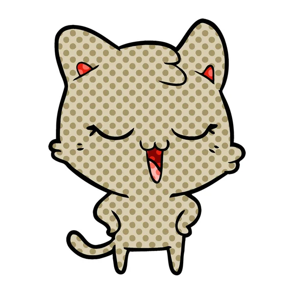 Vectorillustratie Van Happy Cartoon Kat — Stockvector