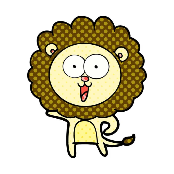 幸せな漫画ライオンのベクトル イラスト — ストックベクタ