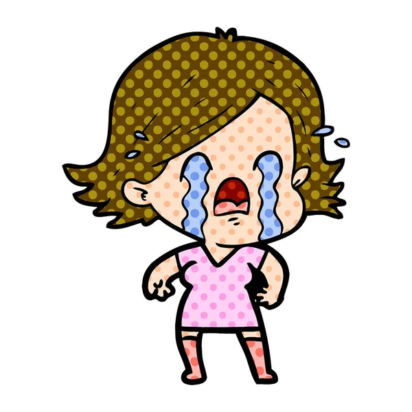 漫画女性泣きのベクトル イラスト — ストックベクタ