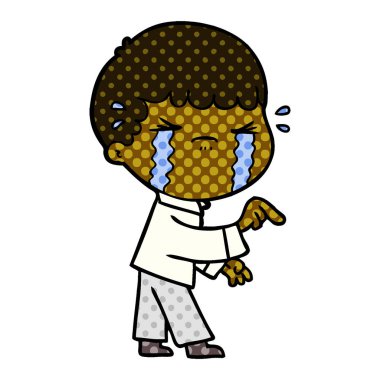 vektör çizim karikatür adam ağlıyor