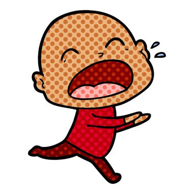 karikatür bağırarak kel adam