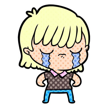 vektör çizim karikatür kadının ağladığını