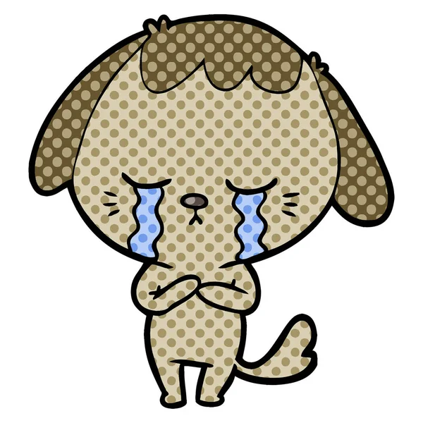 Ilustração Vetorial Desenho Animado Chorando Cão —  Vetores de Stock