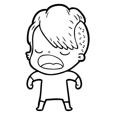 konuşuyor karikatür serin hippi kız