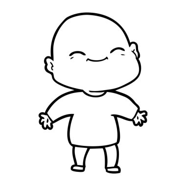 mutlu karikatür kel adam