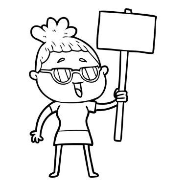 vektör çizim karikatür mutlu kadın