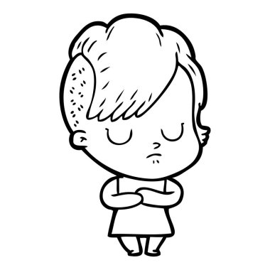 Çizgi filmdeki kadının vektör çizimi